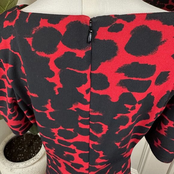 DKNY Leopard Print A-line 3/4 Sleeve Dress – Size 12 - Picture 12 of 14